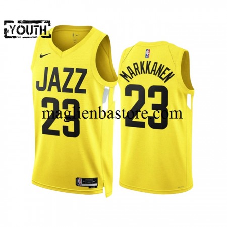 Maglia NBA Utah Jazz Lauri Markkanen 23 Nike 2022-23 Icon Edition Giallo Swingman - Bambino